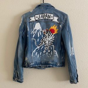 RARE!! Zara “Oil on Denim” Distressed Jacket